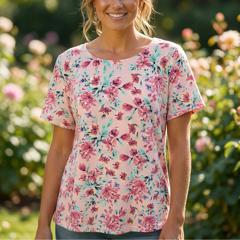 Cottagecore Pink Floral T-shirt Women XL Cottagecore Romantic Fairycore Dollette